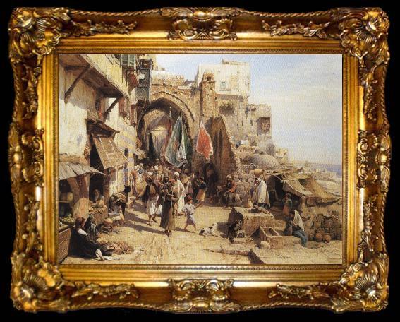 framed  Gustav Bauernfeind Jaffa Street Scene., ta009-2